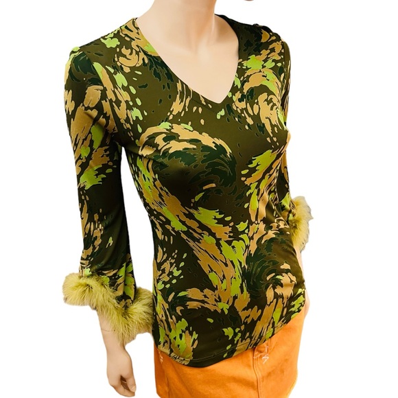 Lorena Conti Paris Niki Top Blouse w/ Feathers Small 100% Viscose Made in France - Picture 7 of 12
